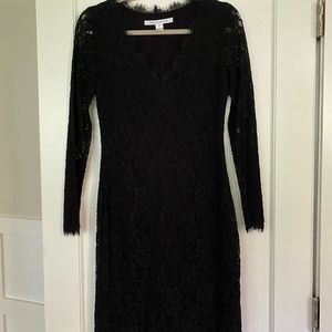 DVF Black Lace Longsleeve Dress